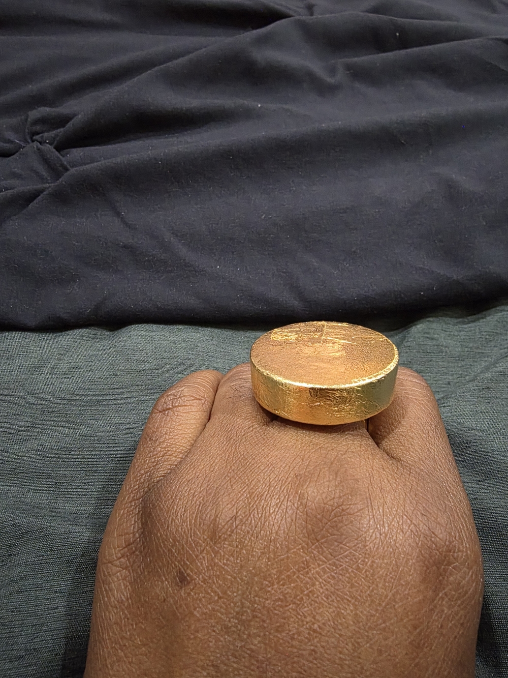 KHOI Gold-Leafed Round Statement Ring - Women Accessories